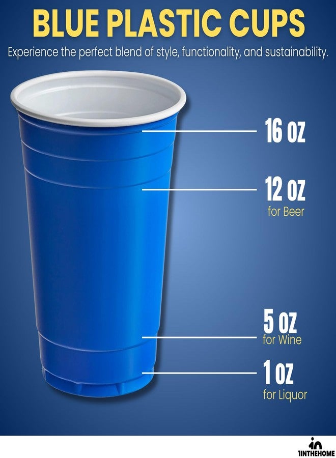 1InTheHome Blue Cups 16 Oz, Disposable Blue Plastic Party Cups (100 pack) - Image 2